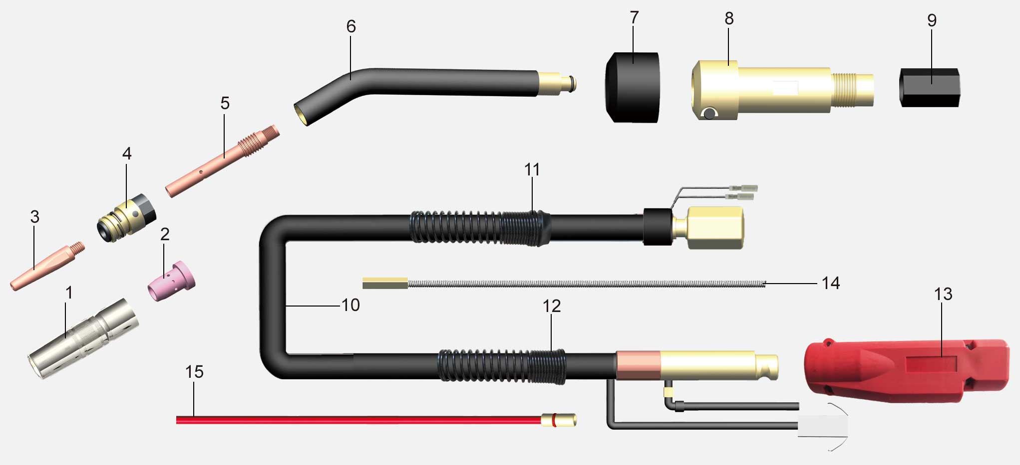 Product structure of the BW YT-CAT50 Air Cooled Robot Welding Torch