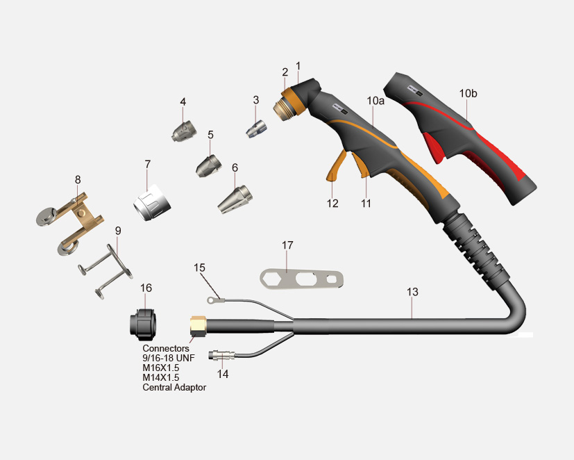Product structure of the Portable BW P-80FT Air cooled plasma cutting torch