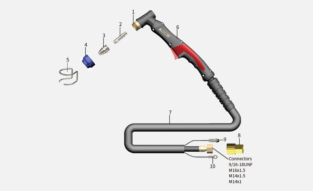 Product structure of the BW AG-60N Air cooled plasma cutting torch